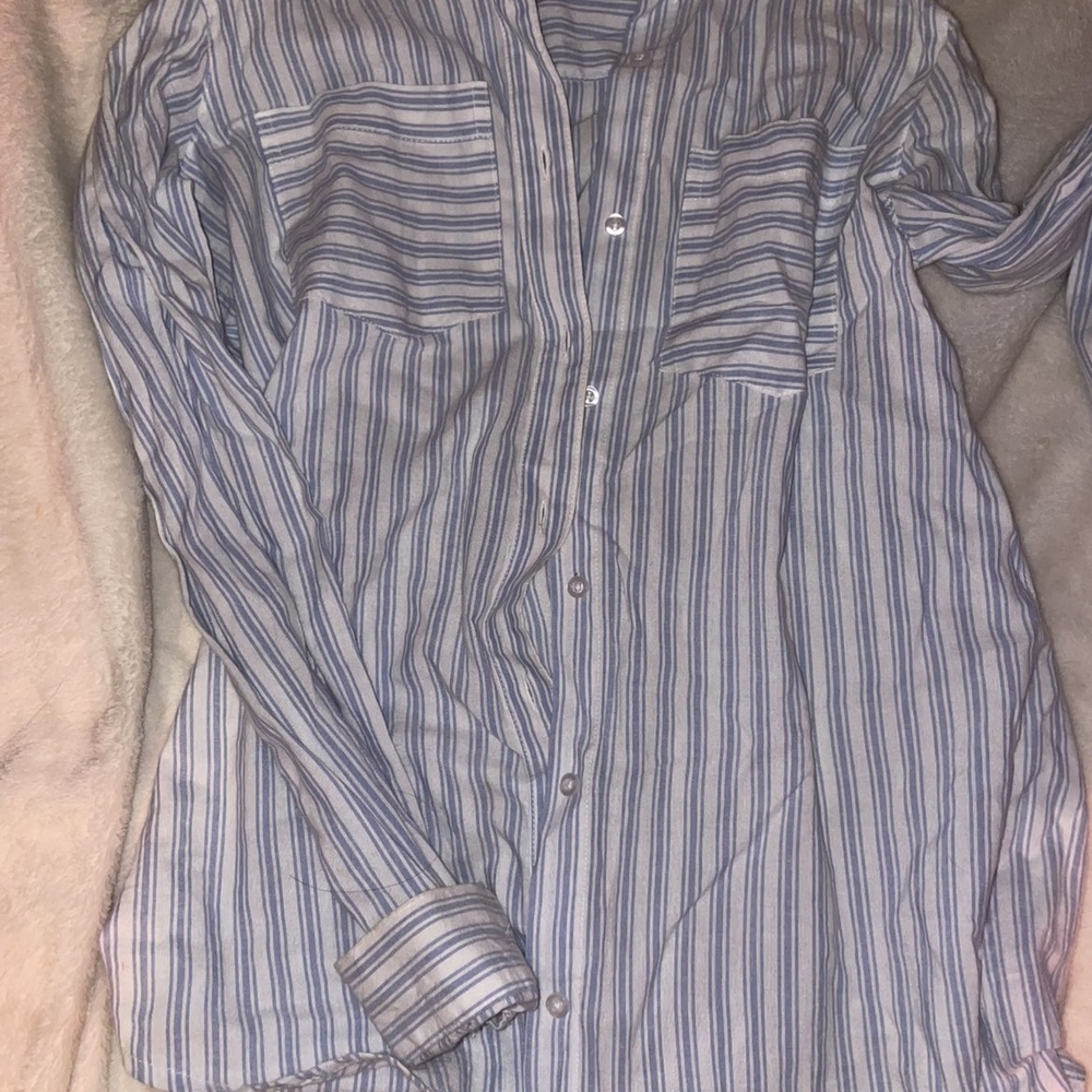 Striped Blue and White Men's Shirt